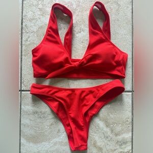 🍒BUNDLE 🍒Red Bikini Set with wrap skirt & Y2K sunglasses